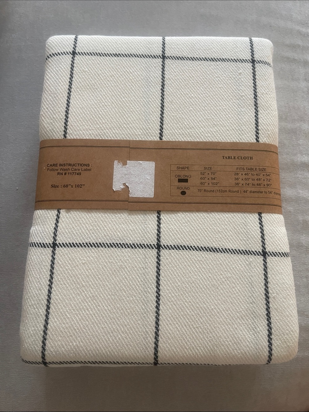 ❤️NEW!!!❤️ Windowpane Check Tablecloth in Cream and Black